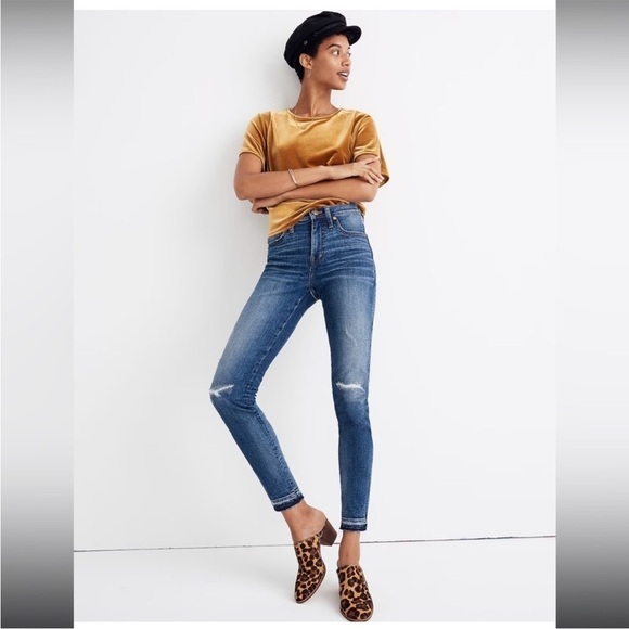 Madewell 9” Mid Rise Skinny Jeans in York Wash: Rip and Repair Edition 24 NWT - Picture 1 of 16